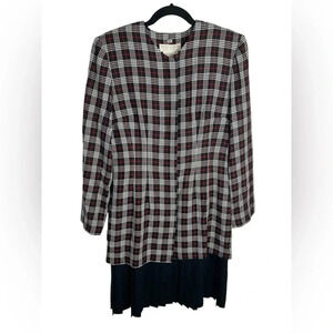 Vintage Maggie London Plaid Red and Black Plaid Dress size 8
